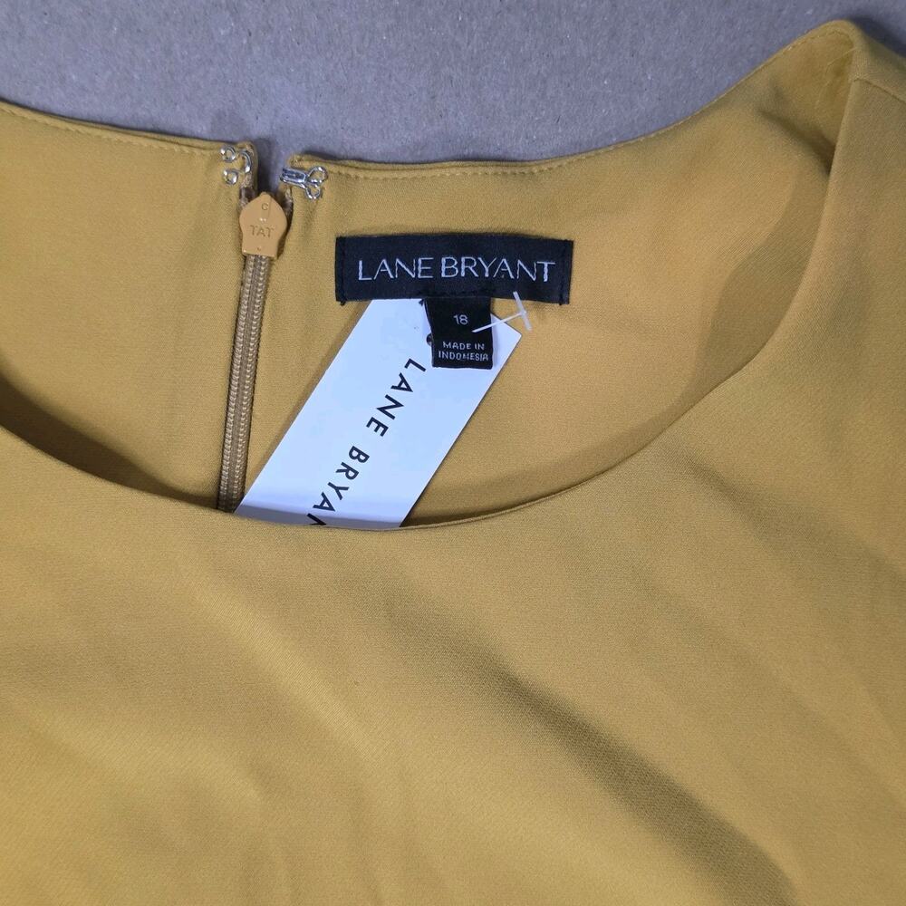 Lane Bryant 18 Lena Seamed Wide Leg Jumpsuit Flutter Sleeve mustard Belted NWT - Picture 5 of 13